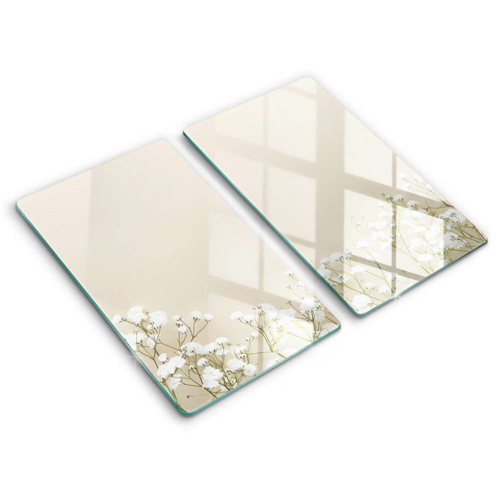 Placă din sticla protectie plita Flori boho de gipsofilă
