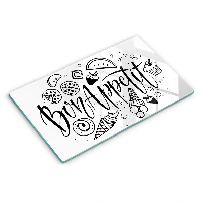 Placă din sticla protectie perete Inscripția Poftă bună