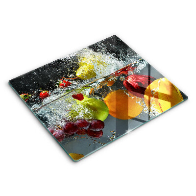 Decorativ placă sticla protectie aragaz Fructe suculente în apă 60x52 cm