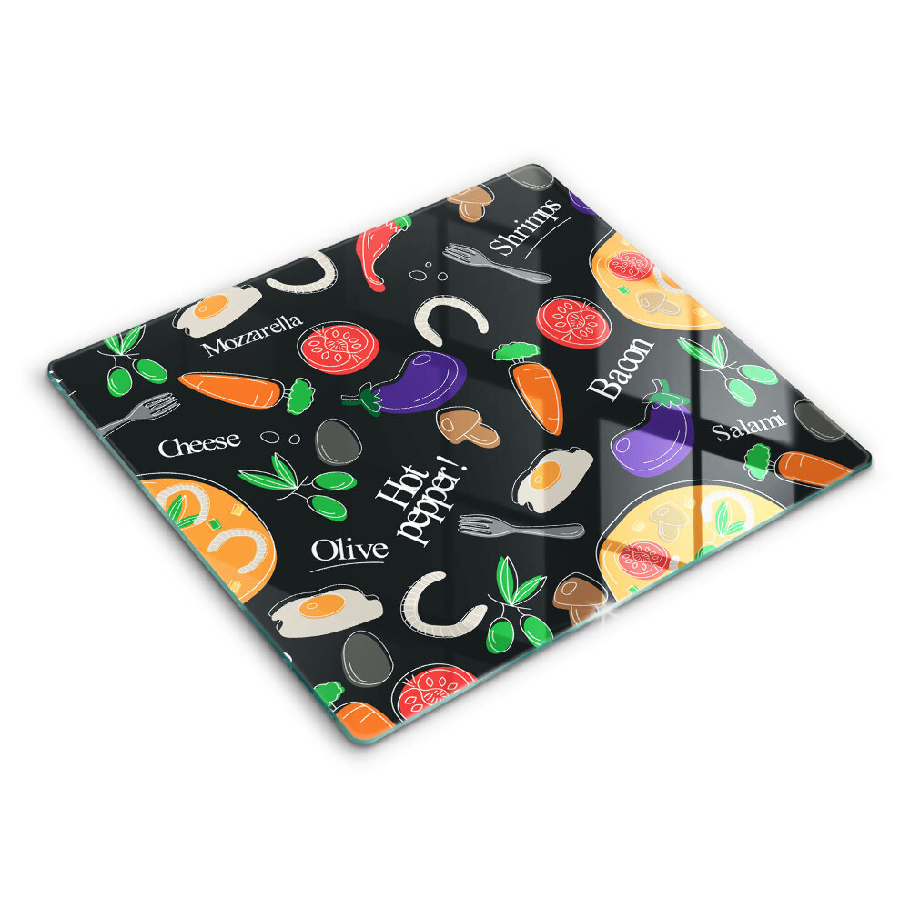 Decorativ placă sticla protectie aragaz Ilustrație alimentară 60x52 cm 