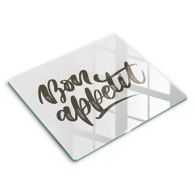 Decorativ placă sticla protectie aragaz Inscripția Poftă bună 60x52 cm