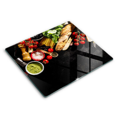 Decorativ placă sticla protectie aragaz Ingrediente și condimente italiene 60x52 cm