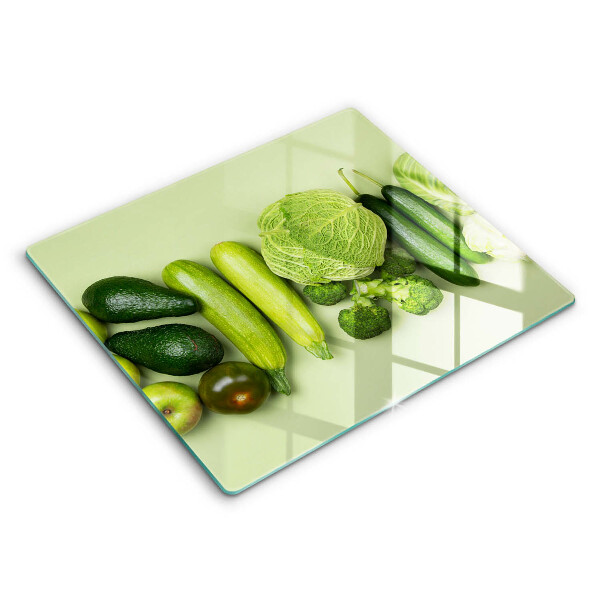 Decorativ placă sticla protectie aragaz Fructe și legume verzi 60x52 cm