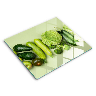 Decorativ placă sticla protectie aragaz Fructe și legume verzi 60x52 cm 