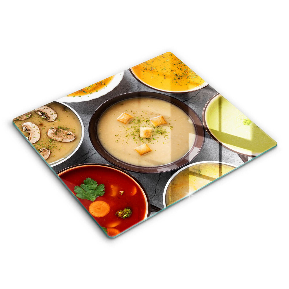 Decorativ placă sticla protectie aragaz Supe colorate 60x52 cm 