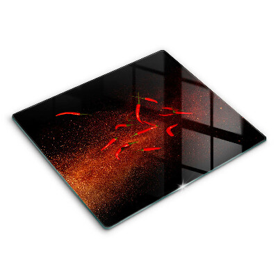 Decorativ placă sticla protectie aragaz Ardei iuți 60x52 cm 