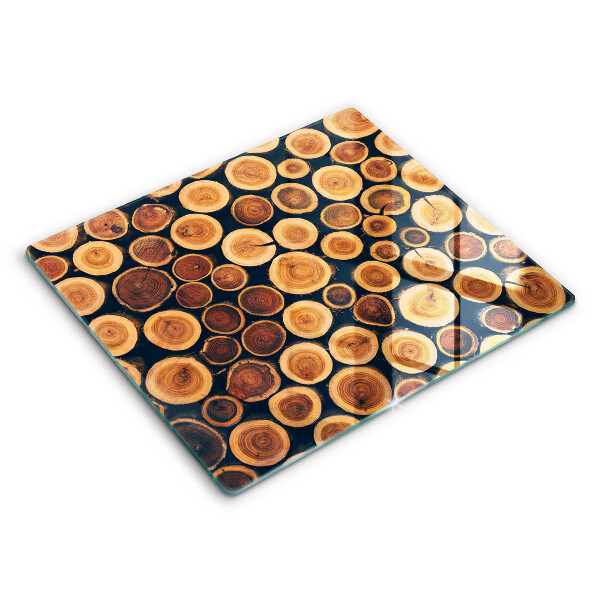 Decorativ placă sticla protectie aragaz Buturugi de copac din lemn 60x52 cm