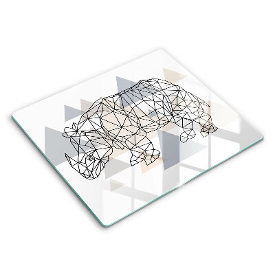 Decorativ placă sticla protectie aragaz Rinocer de artă liniară 60x52 cm 