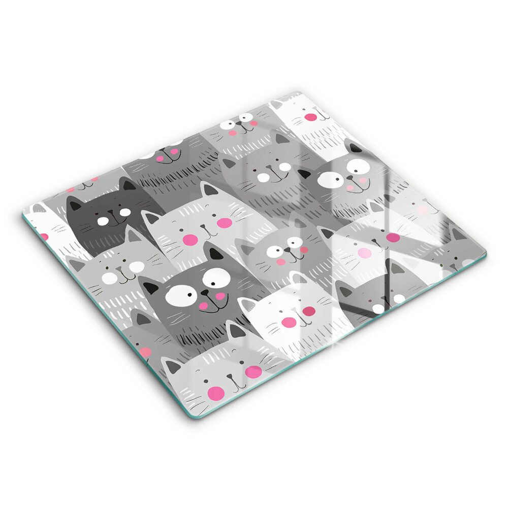 Decorativ placă sticla protectie aragaz Ilustrație cu pisici 60x52 cm 