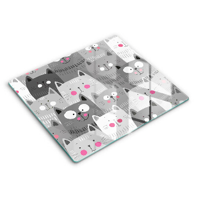 Decorativ placă sticla protectie aragaz Ilustrație cu pisici 60x52 cm 