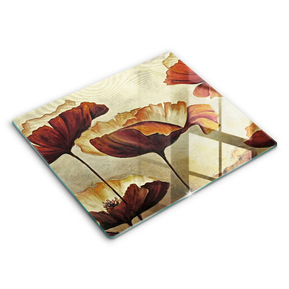 Decorativ placă sticla protectie aragaz Flori boho pictate 60x52 cm 
