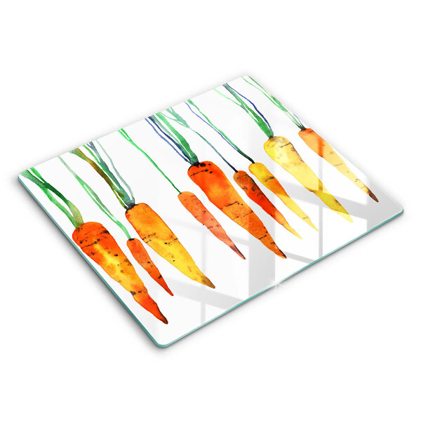Decorativ placă sticla protectie aragaz Ilustrație cu morcov 60x52 cm