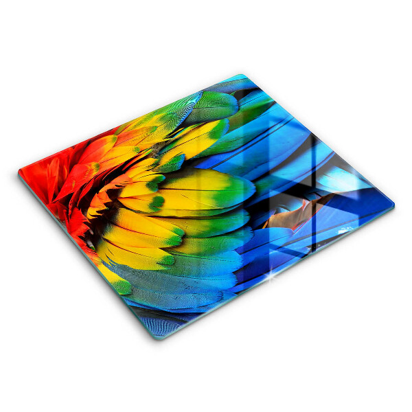 Decorativ placă sticla protectie aragaz Pene de papagal colorate 60x52 cm 