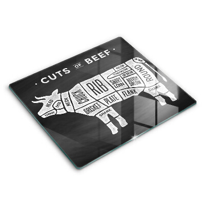 Decorativ placă sticla protectie aragaz Carne de vită 60x52 cm 