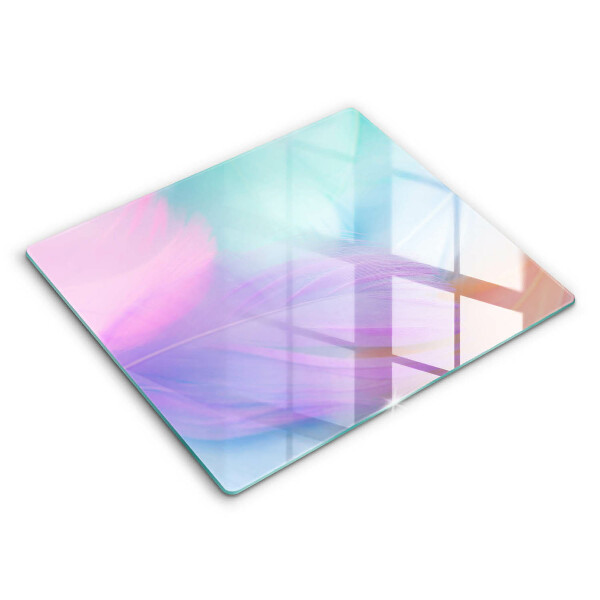 Decorativ placă sticla protectie aragaz Pene pastelate 60x52 cm