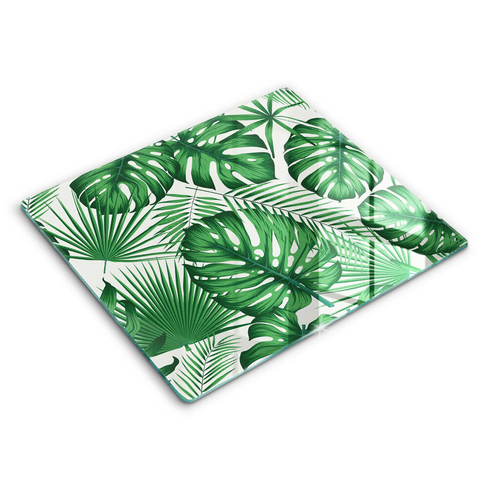 Decorativ placă sticla protectie aragaz Frunze de Monstera 60x52 cm 