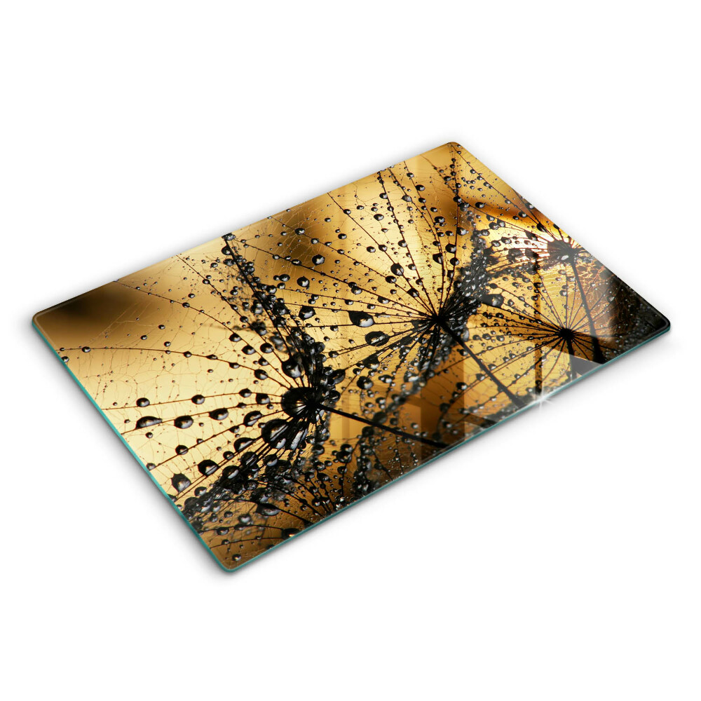 Modern placă din sticla protectie perete bucatarie Rouă și păpădii 80x52 cm