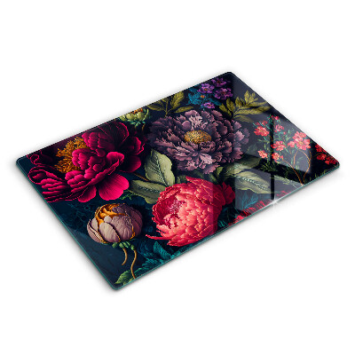 Modern placă din sticla protectie perete bucatarie Flori frumoase 80x52 cm