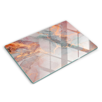 Modern placă din sticla protectie perete bucatarie Marmură cu aur 80x52 cm