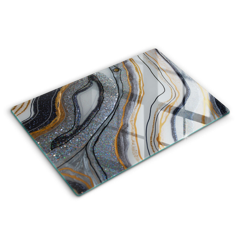 Modern placă din sticla protectie perete bucatarie stâncă cu aur 80x52 cm