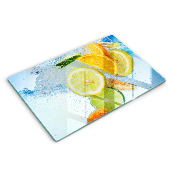 Modern placă din sticla protectie perete bucatarie Apă suculentă de citrice 80x52 cm