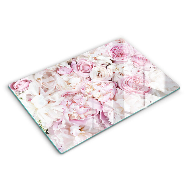 Modern placă din sticla protectie perete bucatarie Buchet de bujori 80x52 cm