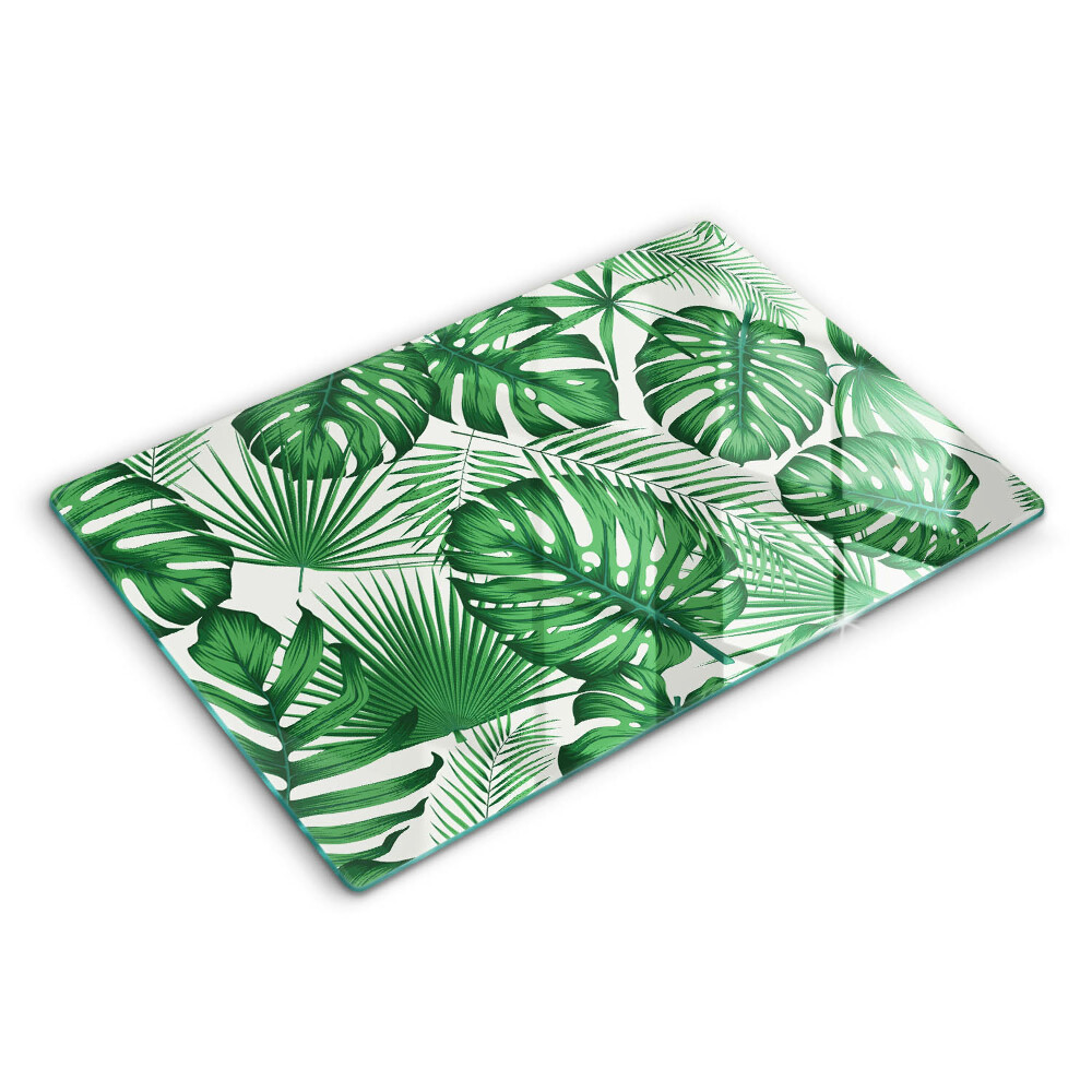 Modern placă din sticla protectie perete bucatarie Frunze de Monstera 80x52 cm