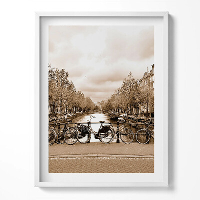 Tablou rama Vedere a Amsterdamului cu biciclete