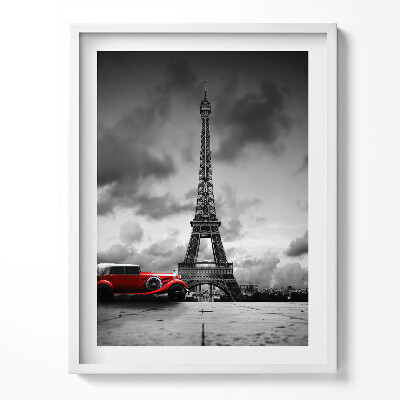 Tablou living cu rama Turnul Eiffel și Mașina Roșie