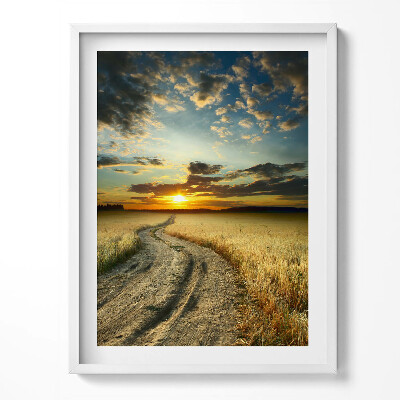 Tablou rama Drum de pământ și apus de soare