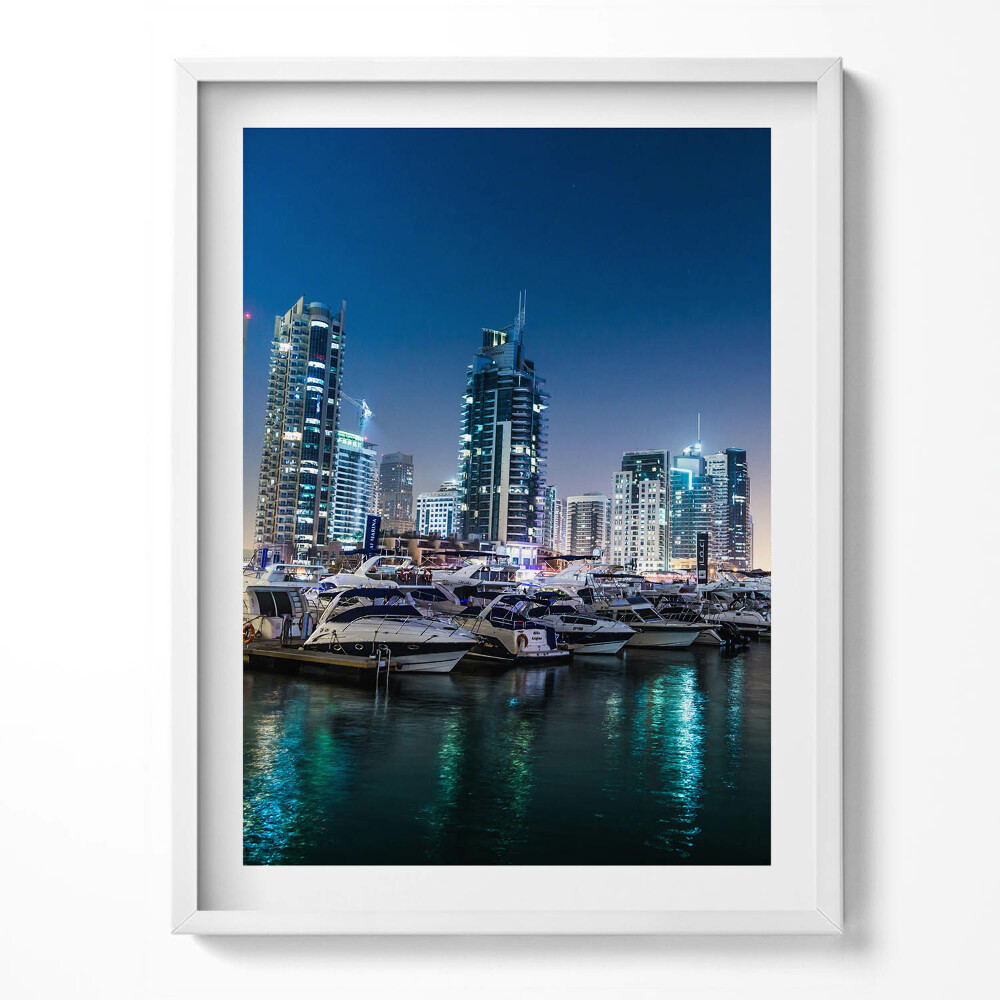 Tablou rama Bărci în oraș noaptea