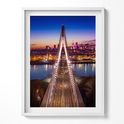 Tablou living cu rama Podul și orașul seara