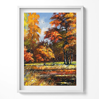 Tablou living cu rama Toamna pictată și râul