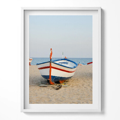 Tablou living cu rama Bărci pe plajă