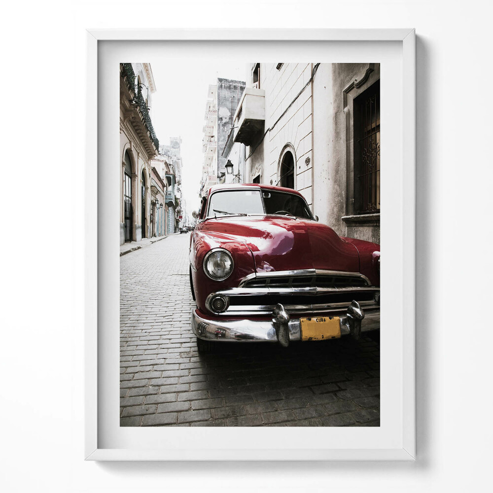Tablou living cu rama Mașină roșie veche