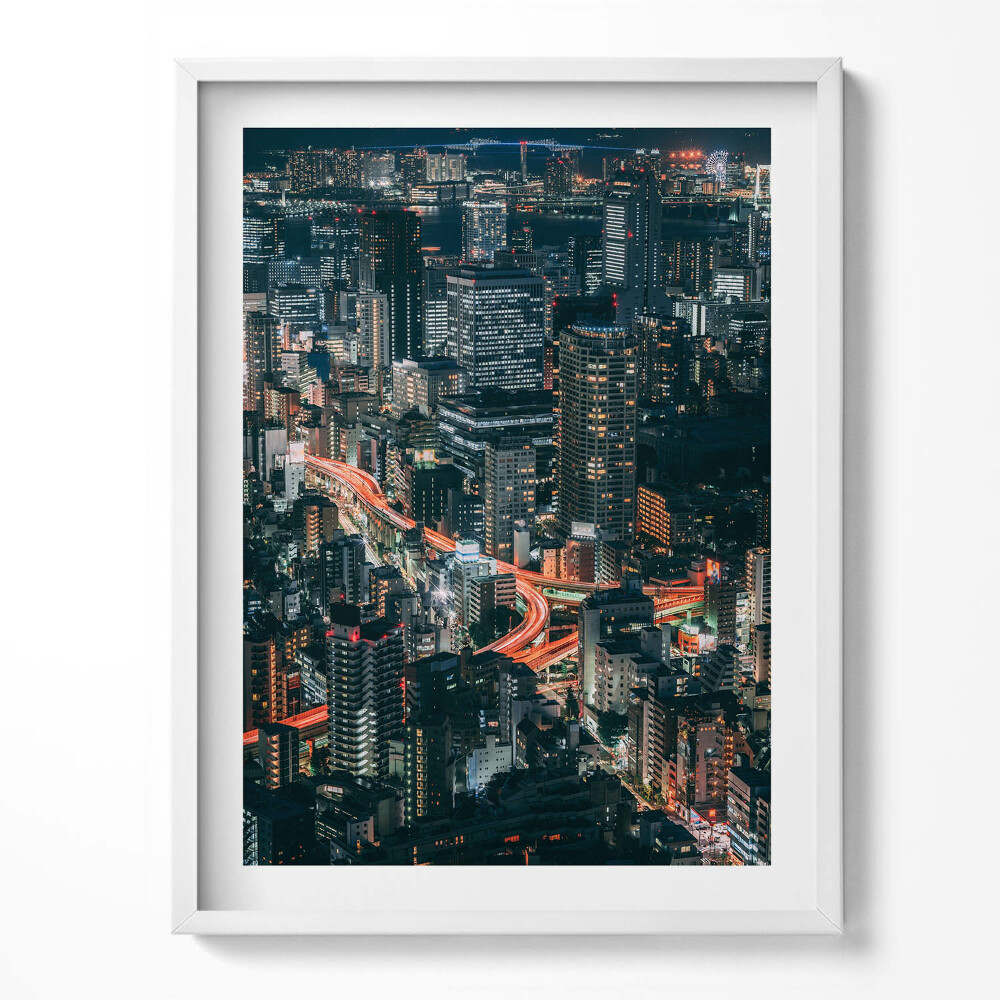 Tablou living cu rama O vedere de sus a orașului noaptea