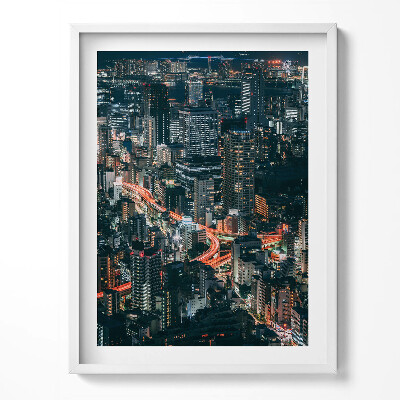 Tablou living cu rama O vedere de sus a orașului noaptea
