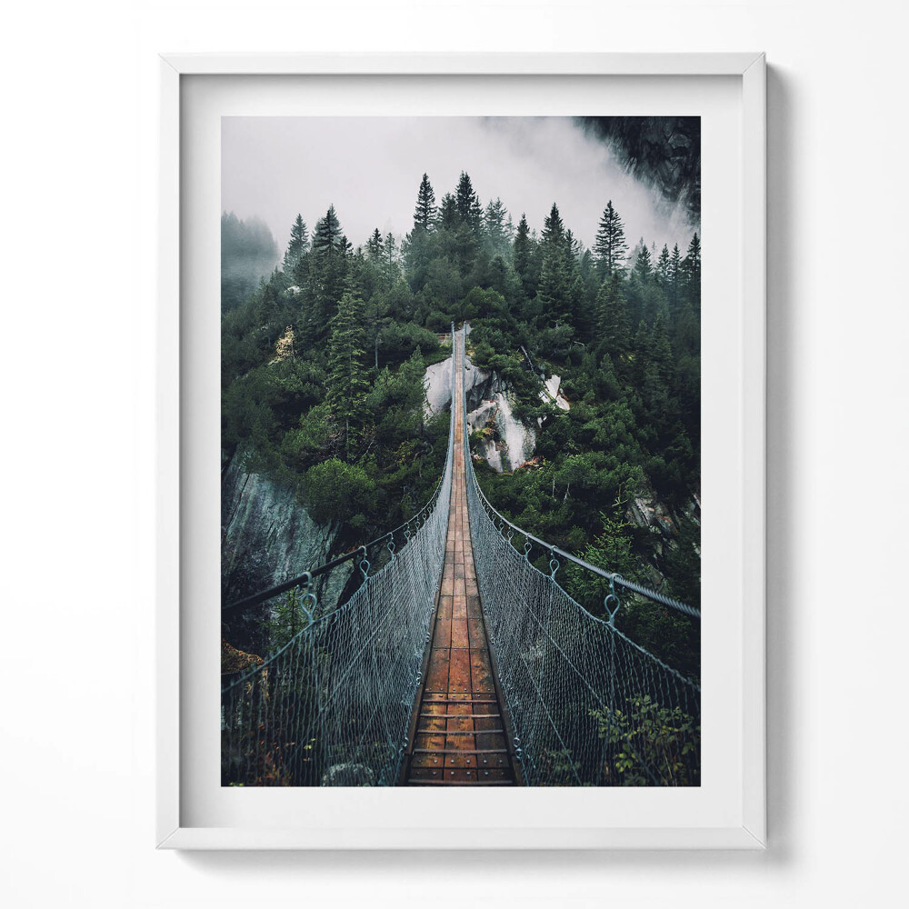 Tablou living cu rama Pod suspendat peste pădure