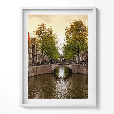 Tablou living cu rama Canalele din Amsterdam în interiorul orașului