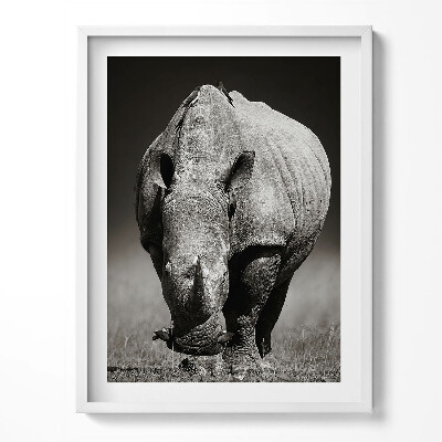 Tablou living cu rama Rinocer alb-negru