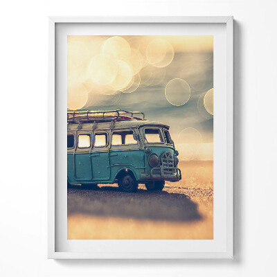 Tablou living cu rama Rulotă pe plajă