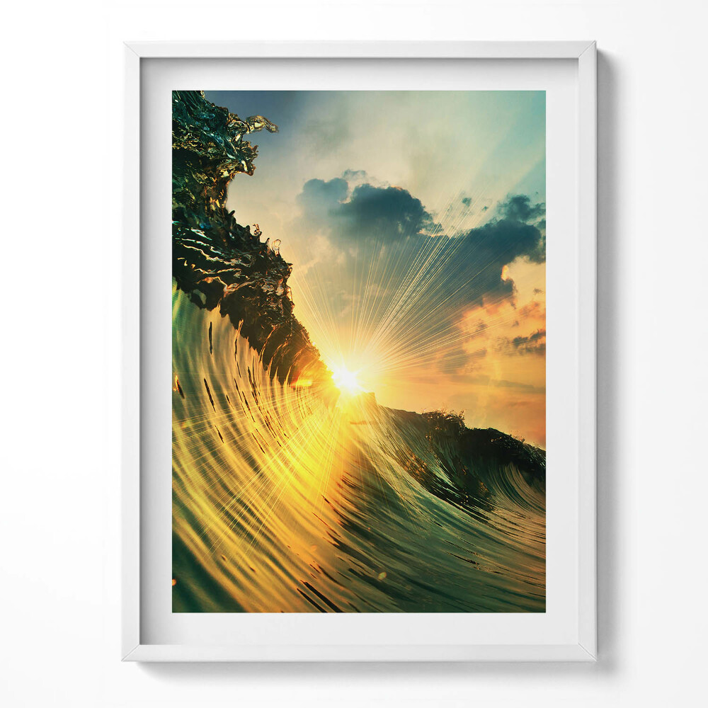 Tablou rama Valul mării și apusul soarelui