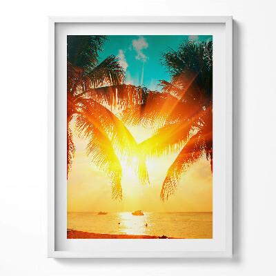 Tablou rama Vedere de vacanță - palmieri la apus