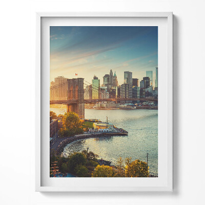 Tablou living cu rama Podul Brooklyn din New York, Manhattan
