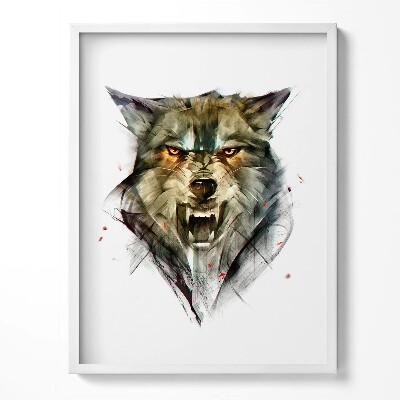 Tablou living cu rama Portretul desenat al unui lup