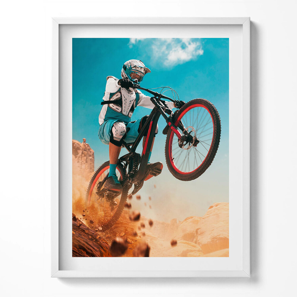 Tablou living cu rama Mergând cu motocicleta în deșert