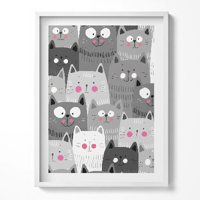 Tablou living cu rama Model cu pisici