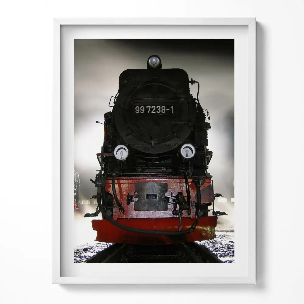 Tablou living cu rama Locomotive noaptea