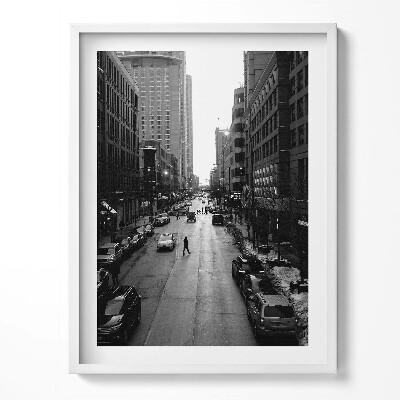 Tablou living cu rama Străzile alb-negre din Chicago