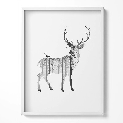 Tablou rama Silueta unui cerb și a pădurii